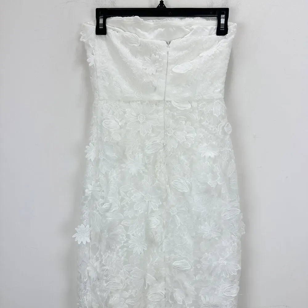 Lulu's White Strapless Midi Dress with Floral Appliqué - Picture 9 of 11